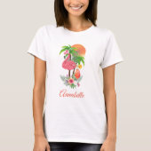 Roze Flamingo Tropische Vakantie T-shirt (Voorkant)