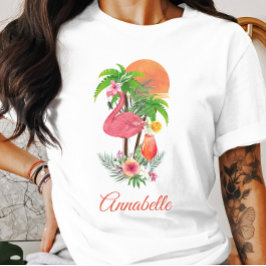 Roze Flamingo Tropische Vakantie T-shirt