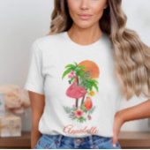 Roze Flamingo Tropische Vakantie T-shirt