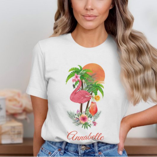 Roze Flamingo Tropische Vakantie T-shirt