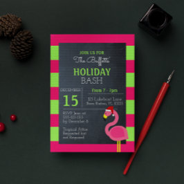 Roze Flamingo Tropische Vakantie Uitnodiging