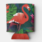 Roze Flamingo: Tropische Vlinder Harmonie. Blikjeskoeler (Achterkant)