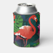 Roze Flamingo: Tropische Vlinder Harmonie. Blikjeskoeler (Blikje Achterkant)