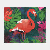 Roze Flamingo: Tropische Vlinder Harmonie. Fleece Deken (Voorkant (Horizontaal))