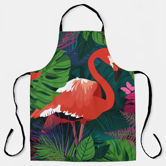Roze Flamingo: Tropische Vlinder Harmonie. Schort (Voorkant)