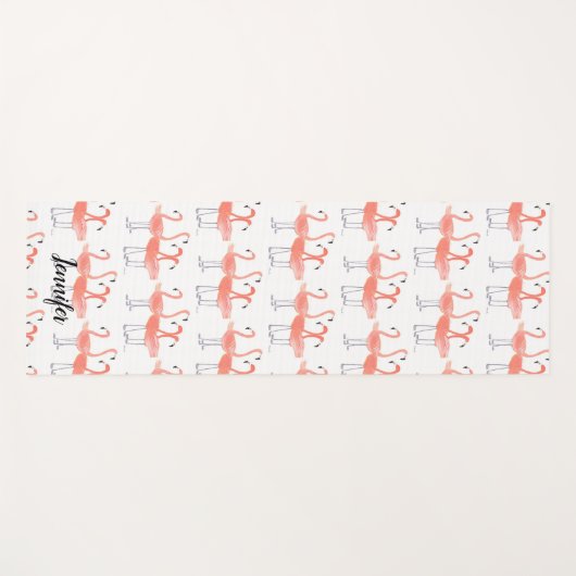 Roze flamingo Tropische vogels waterverf pastel Yogamat (Voorkant (horizontaal))