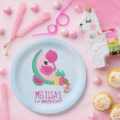 Roze Flamingo, tropische vruchten & ijsfeest Papieren Bordje (Feest)