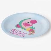 Roze Flamingo, tropische vruchten & ijsfeest Papieren Bordje (Gekanteld)