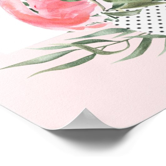 Roze Flamingo Tropische Waterverf Collage Poster (Hoek)