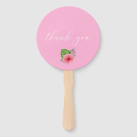 Roze Flamingo Tropische Waterverf Handwaaier (Achterkant)