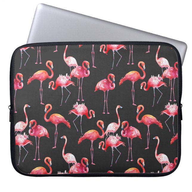 Roze Flamingo: Tropische Waterverf. Laptop Sleeve (Voorkant)
