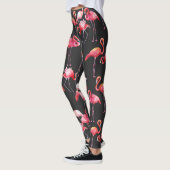Roze Flamingo: Tropische Waterverf. Leggings (Links)