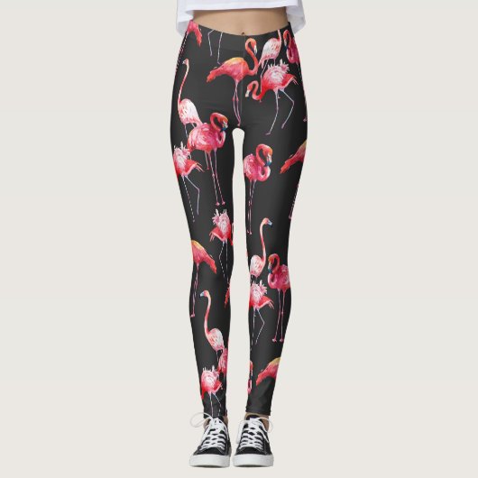 Roze Flamingo: Tropische Waterverf. Leggings (Voorkant)