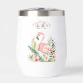 Roze flamingo tropische zomer monogram (Voorkant)