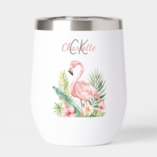 Roze flamingo tropische zomer monogram (Achterkant)
