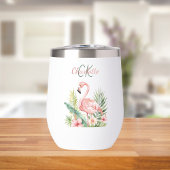 Roze flamingo tropische zomer monogram