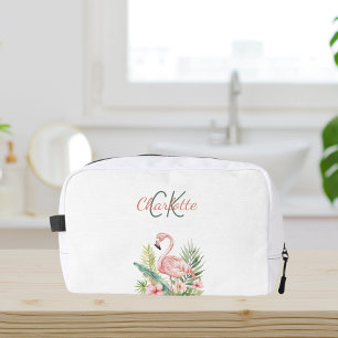 Roze flamingo tropische zomer monogram toilettasje