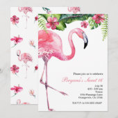 Roze Flamingo Tropische Zomer Uitnodigingen (Voorkant / Achterkant)