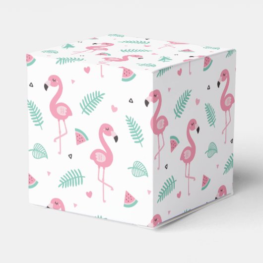 Roze Flamingo Tropische Zomer Vibes Party Favoriet Bedankdoosjes (Achterkant)