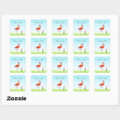 Roze flamingo & Tulp ventilator Dank u vierkant St Vierkante Sticker (Vel)