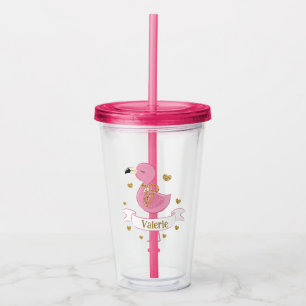 Roze Flamingo Tumbler met aangepaste naam Acryl Drinkbeker