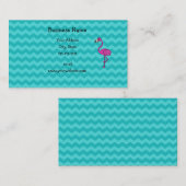 Roze flamingo turquoise chevrons visitekaartje (Voorkant / Achterkant)