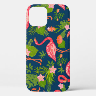 Roze Flamingo: Turquoise gestreepte Vintage Case-Mate iPhone Case