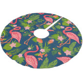 Roze Flamingo: Turquoise gestreepte Vintage Kerstboom Rok (Gekanteld)
