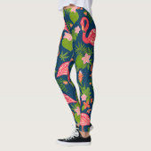 Roze Flamingo: Turquoise gestreepte Vintage Leggings (Links)