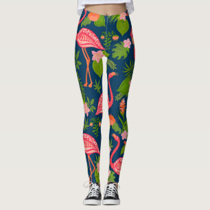 Roze Flamingo: Turquoise gestreepte Vintage Leggings