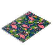 Roze Flamingo: Turquoise gestreepte Vintage Notitieboek (Linkerzijde)