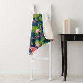 Roze Flamingo: Turquoise gestreepte Vintage Sherpa Deken (In situ)