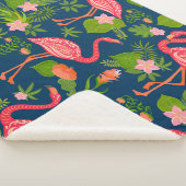 Roze Flamingo: Turquoise gestreepte Vintage Sherpa Deken (3/4)