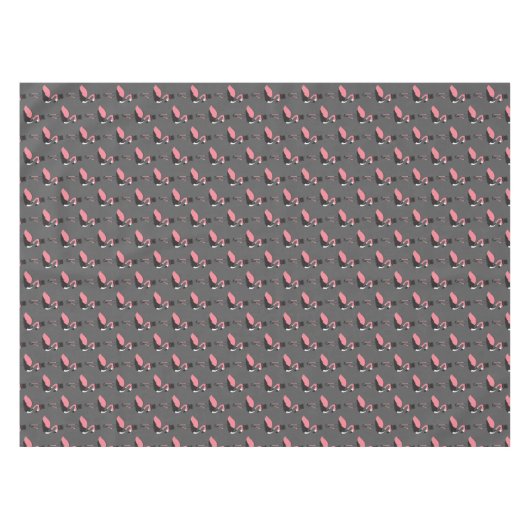 Roze Flamingo Tuxedo Fun Gray Animal Tablecloth Tafelkleed (Voorkant (Horizontaal))