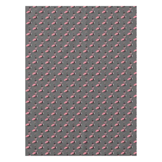Roze Flamingo Tuxedo Fun Gray Animal Tablecloth Tafelkleed (Voorkant)