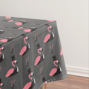 Roze Flamingo Tuxedo Fun Gray Animal Tablecloth Tafelkleed