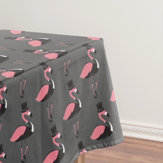 Roze Flamingo Tuxedo Fun Gray Animal Tablecloth Tafelkleed (Voorbeeld)