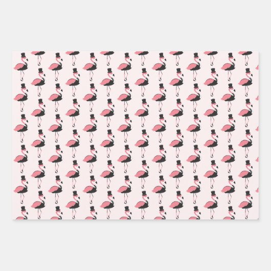 Roze Flamingo Tuxedo Fun Wrapping Paper Sheets (Voorkant 3)