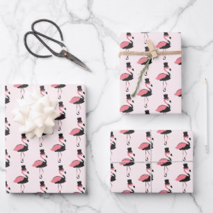 Roze Flamingo Tuxedo Fun Wrapping Paper Sheets