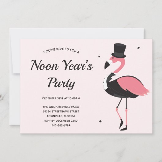 Roze Flamingo Tuxedo Noon Years Party Kaart (Voorkant)