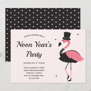Roze Flamingo Tuxedo Noon Years Party Kaart