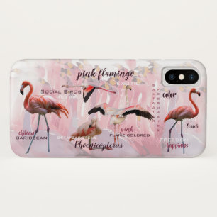 Roze Flamingo Typografie GEPERSONALISEERD Case-Mate iPhone Case