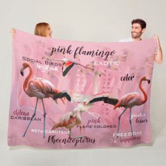 Roze Flamingo Typografie | GEPERSONALISEERD | Fleece Deken