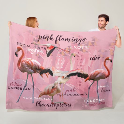 Roze Flamingo Typografie | GEPERSONALISEERD | Fleece Deken (In situ)
