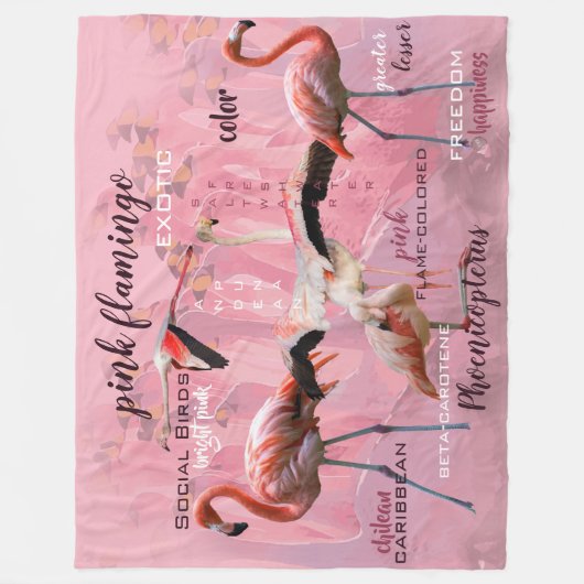 Roze Flamingo Typografie | GEPERSONALISEERD | Fleece Deken (Voorkant)