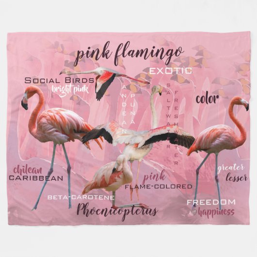 Roze Flamingo Typografie | GEPERSONALISEERD | Fleece Deken (Voorkant (Horizontaal))