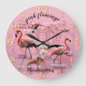 Roze Flamingo Typografie | Gepersonaliseerd | Grote Klok (Voorkant)