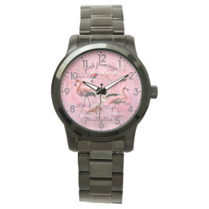 Roze Flamingo Typografie   GEPERSONALISEERD   Horloge