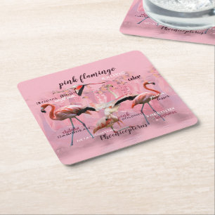 Roze Flamingo Typografie   GEPERSONALISEERD   Kartonnen Onderzetters
