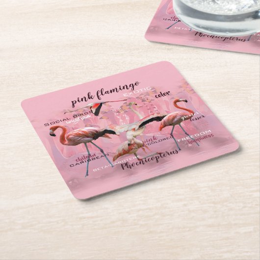 Roze Flamingo Typografie | GEPERSONALISEERD | Kartonnen Onderzetters (Schuin)